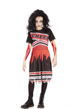 Fato reversível 2 em 1 de zumbi de líder de torcida branca de neve para menina