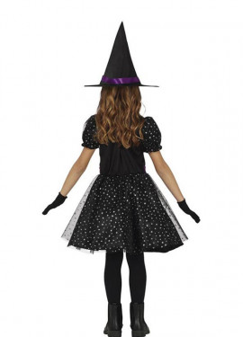Dark Silver Stars Witch Costume for Girl