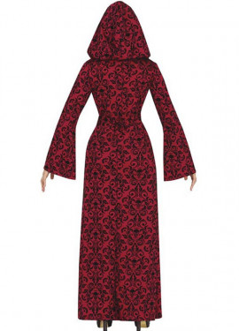 Fato de bruxa com capuz vermelho para mulher