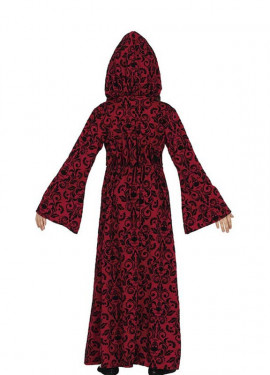 Fato de bruxa com capuz vermelho para menina