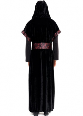 Dark Wizard Costume with Hood and Belt for Men