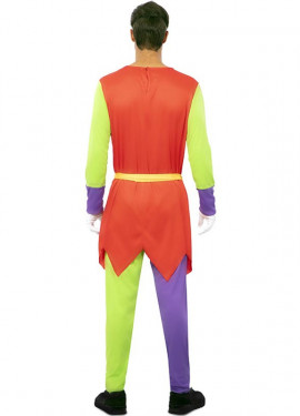 Fato de bobo multicolorido com máscara para homem