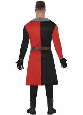 Red and black Medieval Knight costume for men