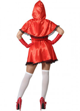 Traje feminino charmoso chapeuzinho vermelho com laços