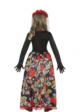 Fato Catrina com saia comprida estampada para menina