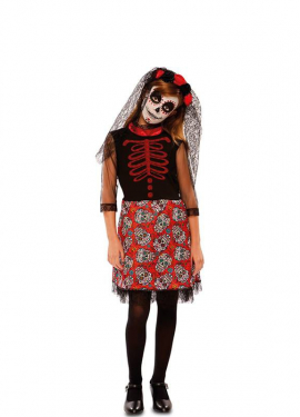 Red Catrina costume for girls