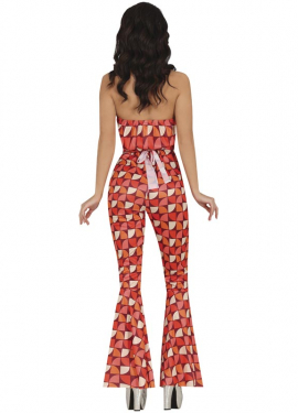 Fato de Disco Girl avermelhado dos anos 70 para mulher