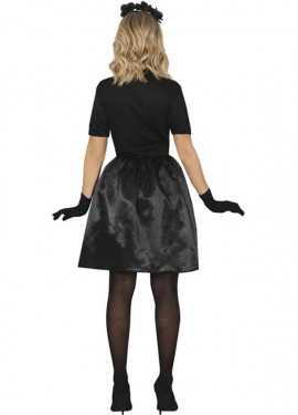 Fato de rosas e caveiras góticas para mulher