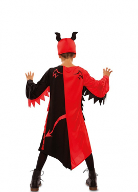 Fato de demônio vermelho e preto para crianças