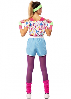 80s Sportswoman Costume with Wristbands for Women