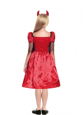 Fato de diabo de chama escura para menina