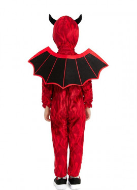 Fato de diabrete vermelho com bandana e asas para bebé e criança