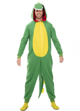 Fato de dinossauro Kugurumi verde e amarelo para adulto