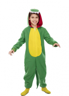 Fato de dinossauro Kugurumi verde e amarelo para criança