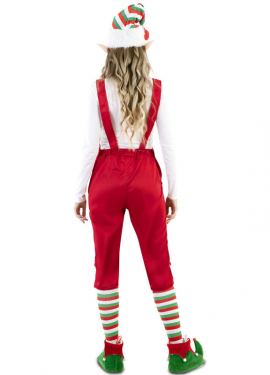 Fato de elfa vermelha com chapéu para mulher