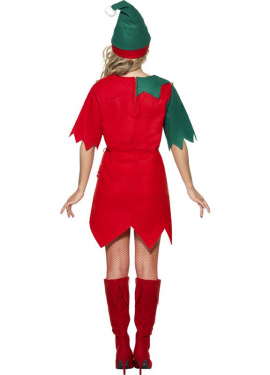 Fato de elfo verde e vermelho para mulheres no Natal