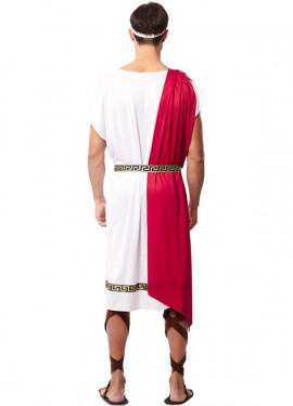 Fato de imperador romano com xale vermelho para homem