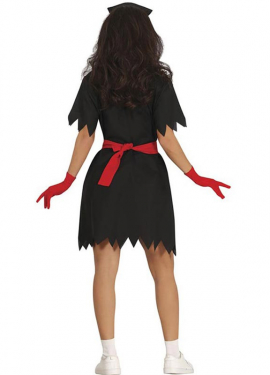 Fato de enfermeira zombie preta para mulher