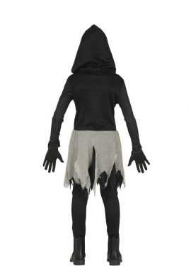 Fato de esqueleto usado por menina