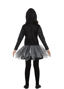 Fato de esqueleto com capuz cinzento para menina
