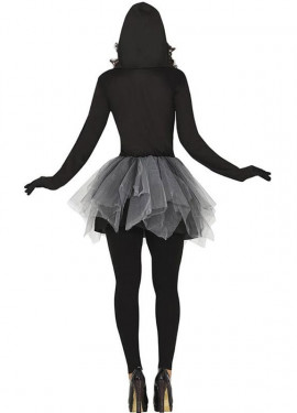 Fato de esqueleto cinza com tutu para mulher