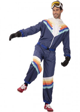 Fato de esquiador azul com cinto para homem