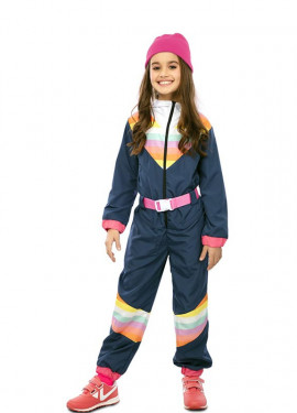 Fato de esquiador azul com cinto para menina