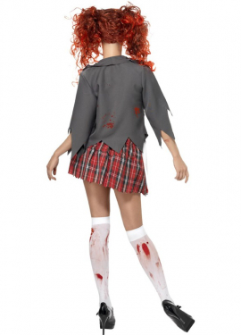 Fato de estudante zombie para mulher