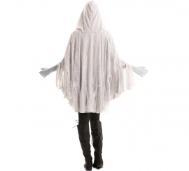 Fato de fantasma com poncho para mulher