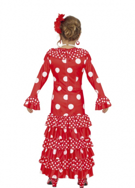 Fato de flamenco de bolinhas vermelhas para menina