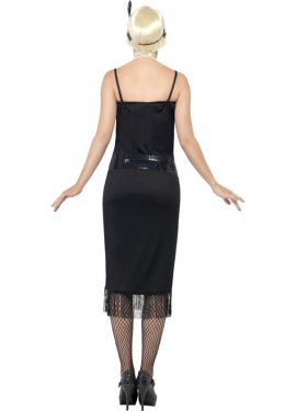 Fato de Crazy Flapper 20s preto para mulher