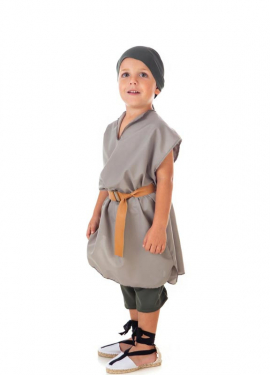 Gray Medieval Fruit Bowl costume with scarf for children