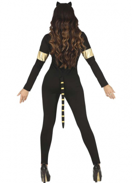 Fato de gata egípcia escura para mulher