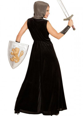 Black Medieval Warrior Costume with hood for women