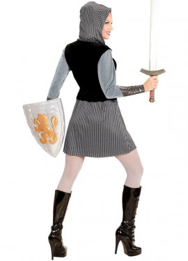 Dark Medieval Warrior Costume with Hood for Women