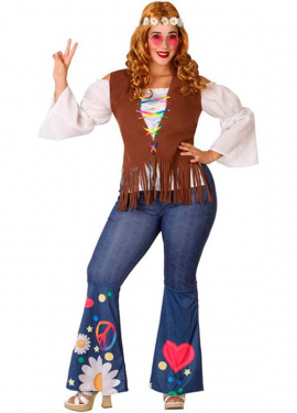 Fato de hippie com colete para mulher