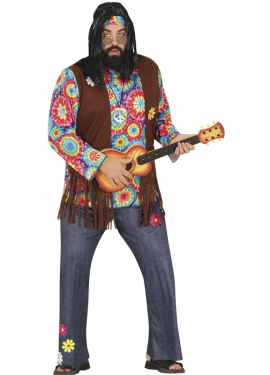 Fato de hippie com flores para homem