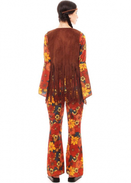 Red Floral Print Hippie Costume for Women