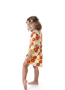 Hippie Costume Orange Dress with Flowers for Girl