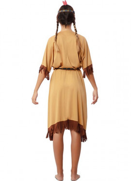 Fato de índia Apache em vestido com cocar para mulher