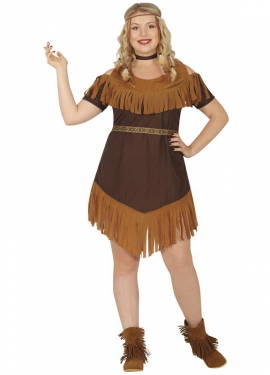 Brown Indian Costume with Fringes for women