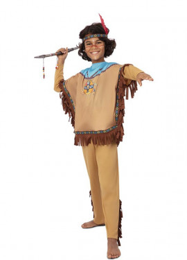 Fato de índio Apache com cocar para criança