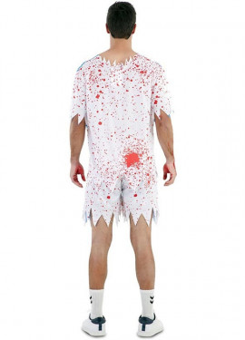 Fantasia de jogador de futebol zumbi branco para homem