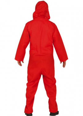 Fato de ladrão de banco com macacão vermelho para homem