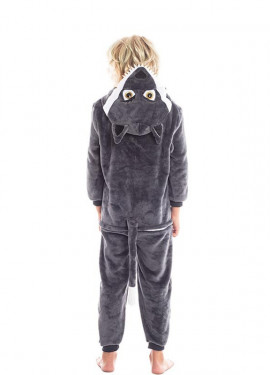 Fato de lobo cinzento com capuz para menino