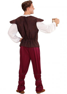 Maroon and White Italian Locandiero Costume for Men