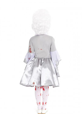 Fato de zumbi Maria Antonieta cinza para menina e adolescente