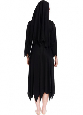 Fantasia de freira zumbi com túnica pontiaguda feminina