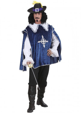 Blue and white musketeer costume for men