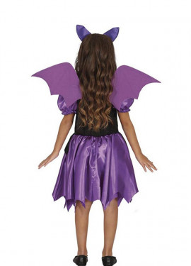 Fato de morcego roxo com asas para menina
